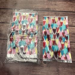 Set Of 8 Cellophane Valentine Wedding Heart Treat Bags
