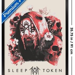 Sleep Token - Skulls And Flowers Wall Poster, 34L" x 22.4W", Black Framed Version
