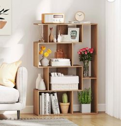 47" Open-back Geometric Bookshelf Home 6-Cube Large Bookcase with Anti-tip Kits Natural