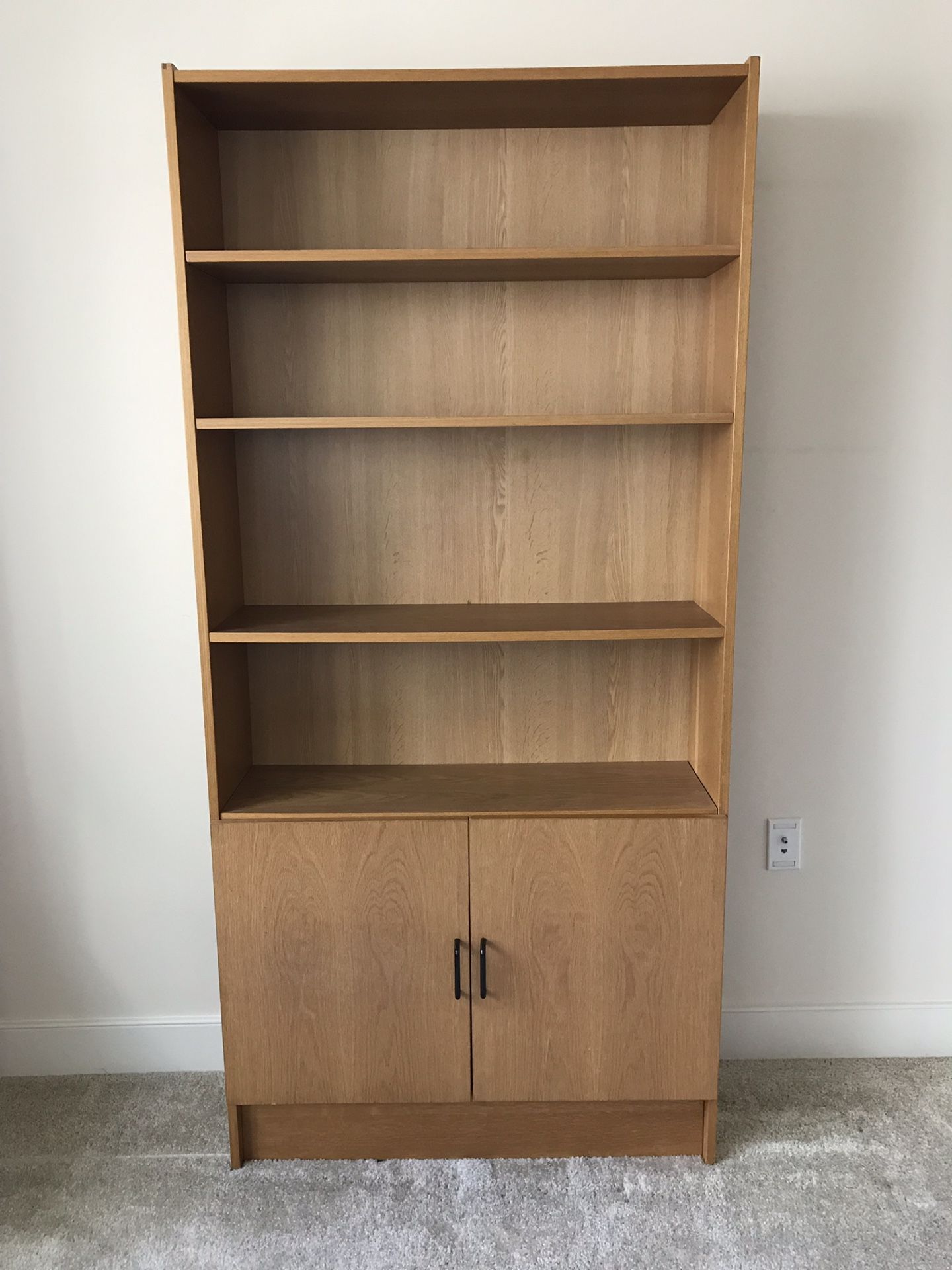 Large Light Brown Wood Bookshelf