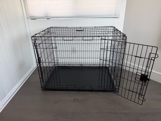 Large Black Wire Dog Crate with Tray