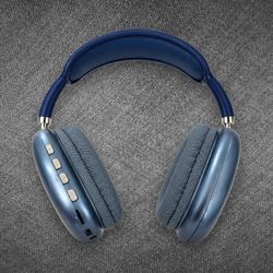 P9 Blue Padded Wireless Bluetooth Over-Ear Headphones