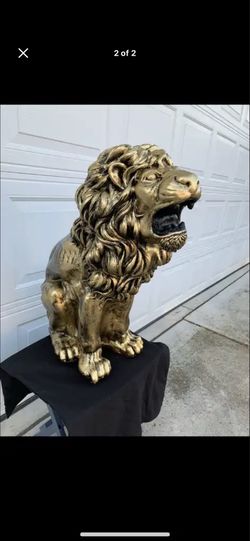 3 foot tall, golden lion statue