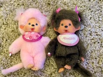 Monichichi  Classic brown and Sakura Pink Doll