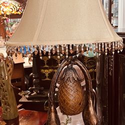 Lamp Beautiful Giraffe Design With Beaded Shade.