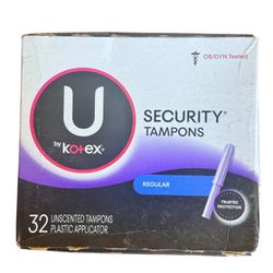Kotex Security Tampons Sealed Regular Unscented 32cnt Discontinued Damaged Box