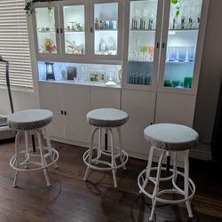 Set Of Three Cushioned Bar Stools