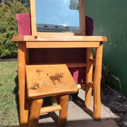 Adirondack Desk, Mirror And Stool