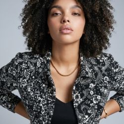 Relativity Black & White Floral Print Blazer
