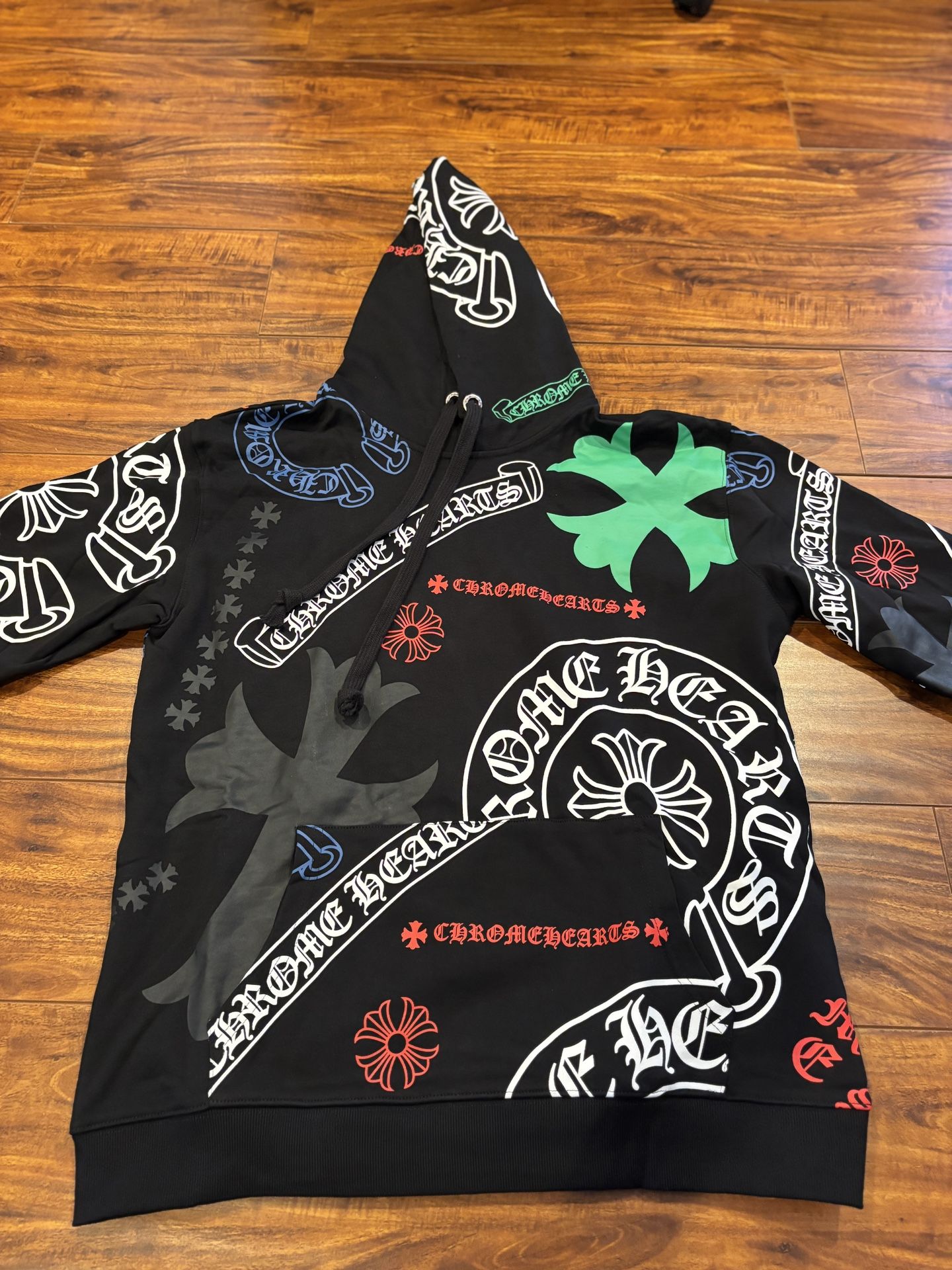 Chrome Hearts Hoodie – Multicolor Logos – Size Large – Black – NWT