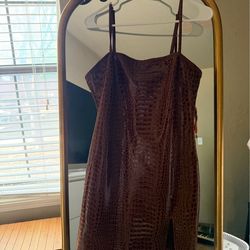 Brown Faux Leather mini Urban Outfitters Dress size L