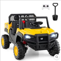 Outdoor Kids 24 Volt Cat Ride On 2 Seater Dump Truck With Remote