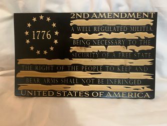 2nd Amendment Wood Flag Sign