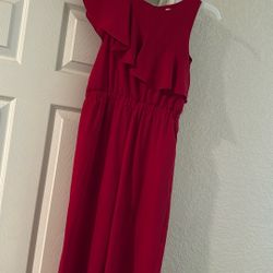 Red Ruffled Jump suit Dress