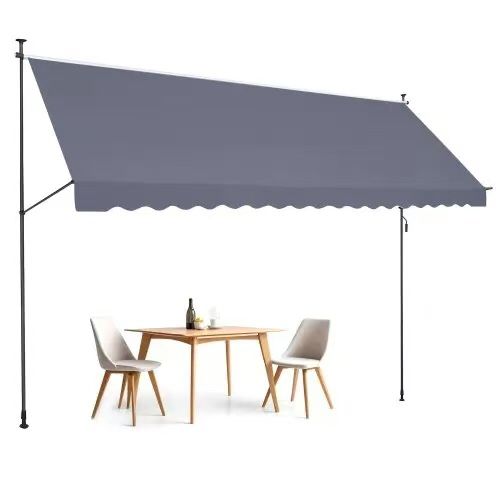 178 x 47" Patio Awning Retractable, Awning Sunshade Shelter with Manual Crank Handle, Outdoor Patio Canopy Sunsetter Deck, Adjustable Height from 86 t