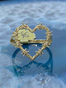 $375 Yellow Gold Heart Thorn Ring