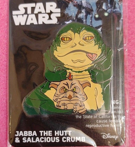 Disney Star Wars "JABBA THE HUTT & SALACIOUS CRUMB" Pin By Thinkgeek (NEW IN PACKAGE) EXTREMELY RARE COLLECTOR'S ITEM! 👀🤯 Please Read Description.