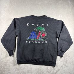 Vintage Kauai Hawaii Sweatshirt Men’s Large Gray USA Made 90s Surf #521