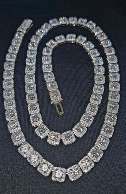 Fully Iced Out Silver/Moissanite Cluster Style Chain 24"