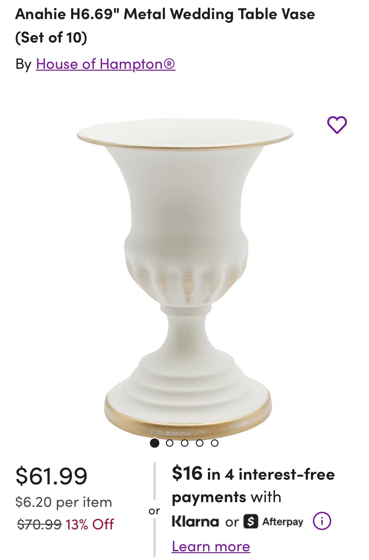 Anahie H6.69" Metal Wedding Table Vase (Set of 10)
