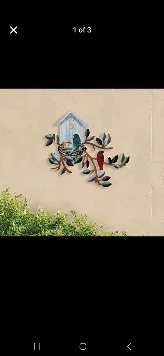 Bird House And Nest Metal Art