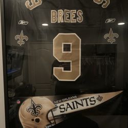 Drew Brees Signed Jersey In Frame
