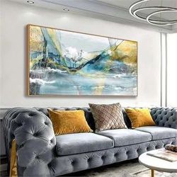 20" x 40" Framed Abstract Lines Landscape Nordic Style Canvas Print Wall Art Décor ⭐NEW IN BOX