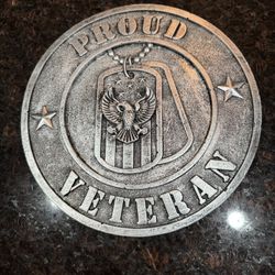 Proud veteran wall plaque, 1 foot and diameter