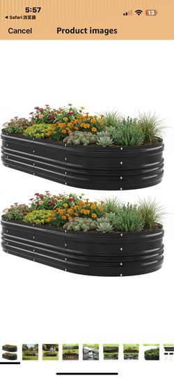 New in box WORKPRO 2PK 8x4x1ft Outdoor Galvanized Raised Garden Bed, Easy Assembly Planter Raised Beds for Vegetable, Flowers, Herbs, Black,