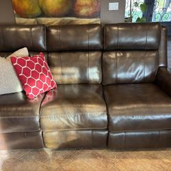 Brown Leather  Reclining Couches With Power 