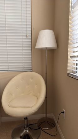 White Floor Lamp with Silver Base ikea
