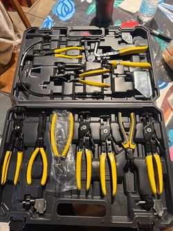 17PCS Hose Clamp Pliers Set, Hose Clamp Removal Tool, Professional Hose Clamp Kit with Interchangable Clamp Jaws Pliers for Fuel Line, Coolant Radiato