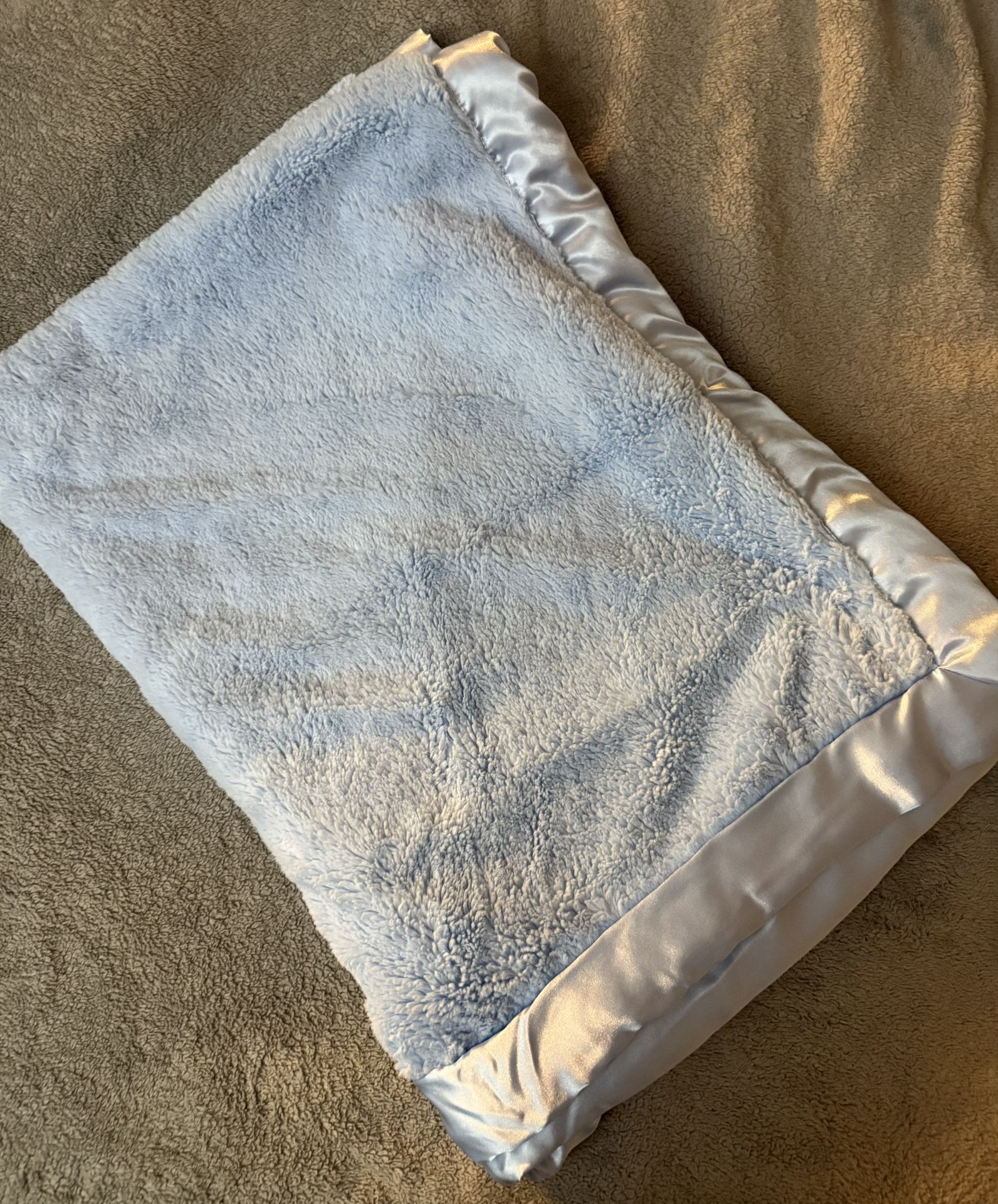 Soft Blue Satin Edged Blanket