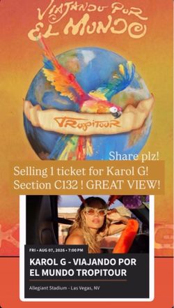Karol G Vegas concert (1 ticket)