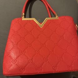 Crossi Red Purse Hand Bag With Hearts And Bows