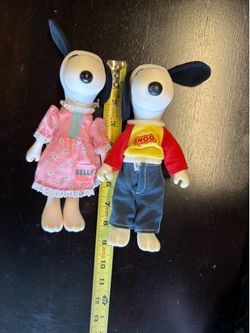 Vintage Snoopy & Belle Dolls – 1970s/80s Hard Face Jointed Figures with Original Clothes