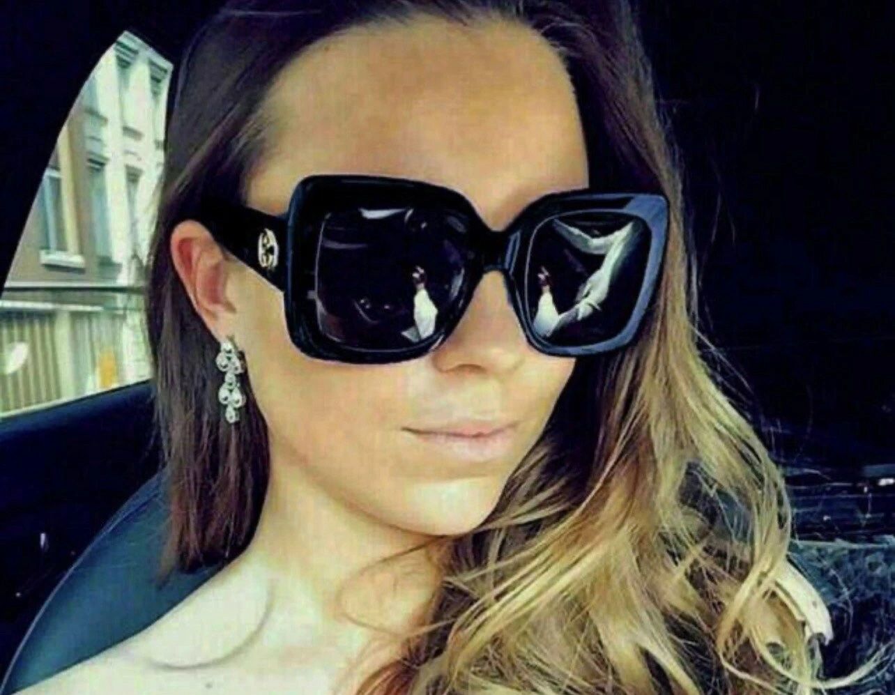 New Gucci GG0083s Oversized Square Women Black Sunglasses display picture 3