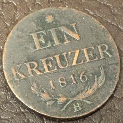 One Krauzer 1816. Empire Of Austria. 