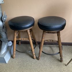 Vintage Black Bar Stool Pair 