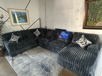 🖤 NEW Oversized Charcoal Corduroy Sectional (3-Piece) 🖤 $0 Down, Flexible Payments Avaialble