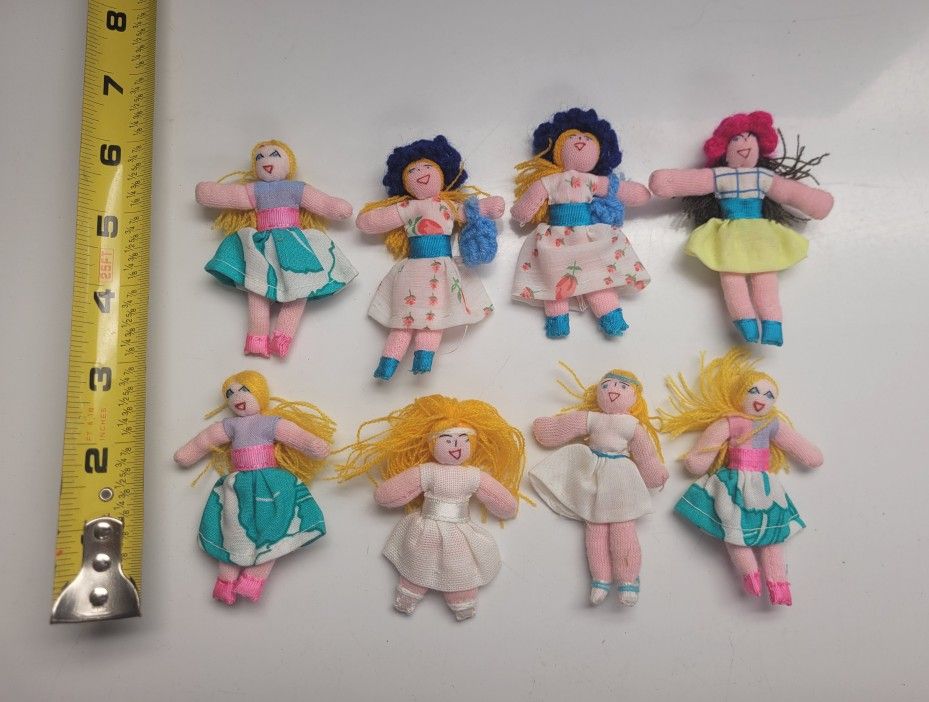 Set of 8- miniature Dolls