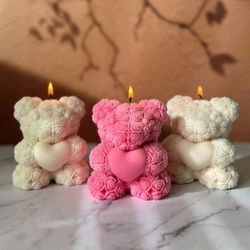 Teddy Bear Rose Candels 