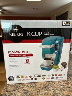 Brand New Keurig K10 Mini Plus K-Cup Coffee Maker – Turquoise + Reusable Filter