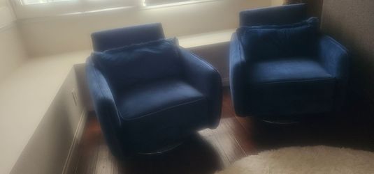 2 blue chairs