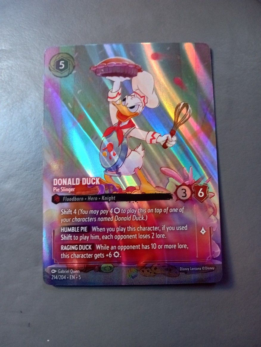 Disney Lorcana Donald Duck Pie Slinger 214/204 Enchanted Rare Shimmering Skies Mint