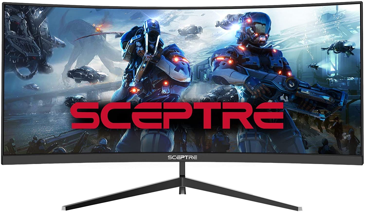 Used Sceptre 30-inch Curved Gaming Monitor 21:9 2560x1080 Ultra Wide Ultra Slim HDMI DisplayPort up to 200Hz Build-in Speakers, Metal Black