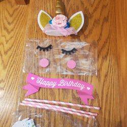 Unicorn Cake Topper And Cupcakes Toppers