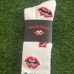 Chrome Hearts Matty Boy White Designer Socks Size:L 9-12