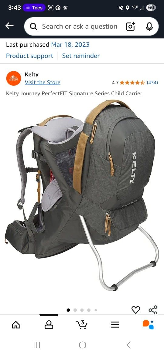 kelty baby backpack signature series Journey PerfectFIT Child Carrier graduation point safety harness and ❗️LULULEMON❗️ EVERYWHERE BELT BAG Color:B-Natural Cork