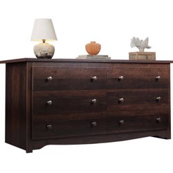 WLIVE Dresser for Bedroom, 59” Wide Chest of Drawers with 6 Drawer